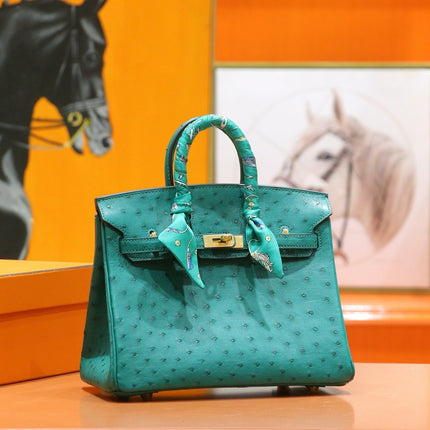 HM 25S BIRKIN 25 CM IN DARK GREEN OSTRICH WITH GOLD HARDWARE
