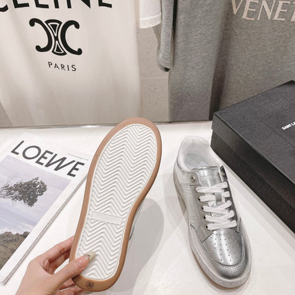 SL SL/61 SNEAKERS SILVER PERFORATED CALFSKIN