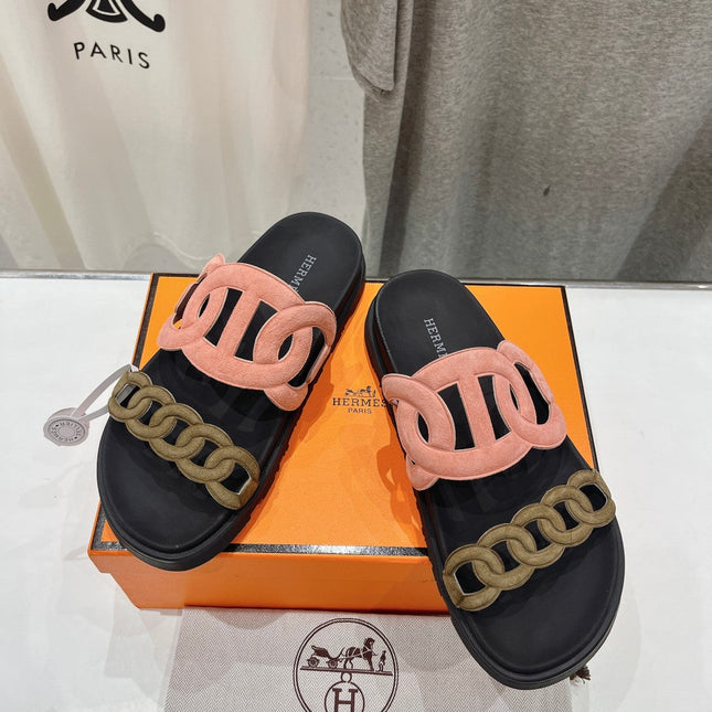 EXTRA SANDAL BLACK MIX PEACH MIX MOSS CALFSKIN