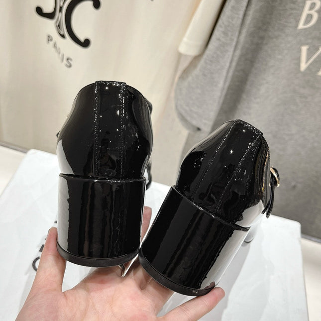 MEDIUM - HEEL MARY JANE SHOES IN BLACK GLOSSY CALFSKIN
