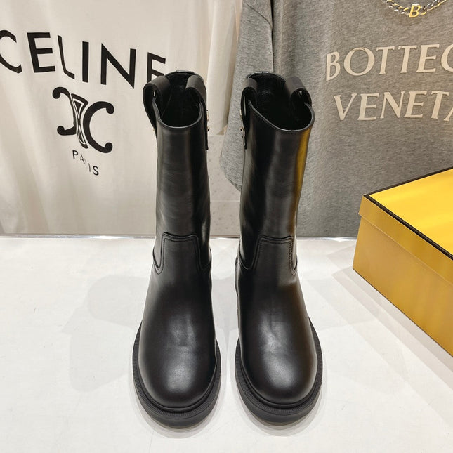 FENDI 25S ANKLE BOOTS IN BLACK COWHIDE