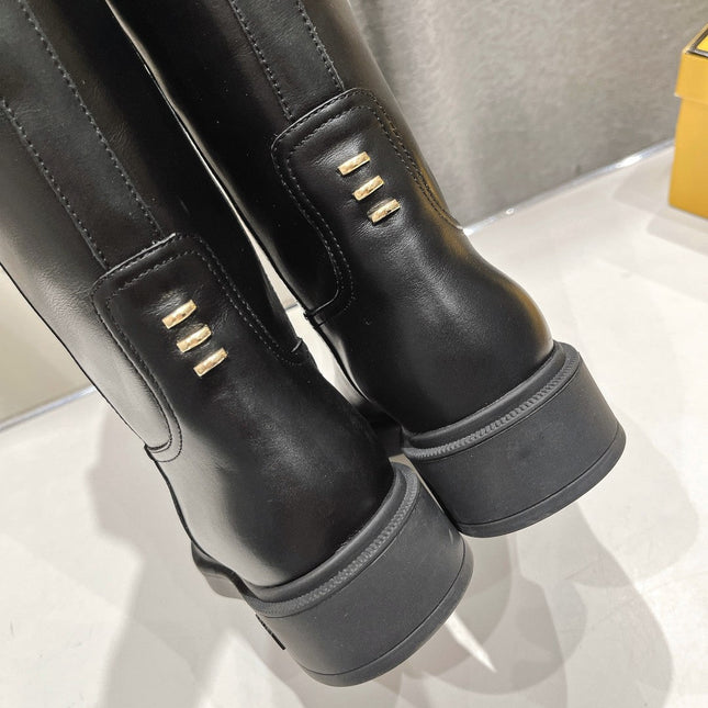 FENDI 25S HIGH BOOTS IN BLACK COWHIDE