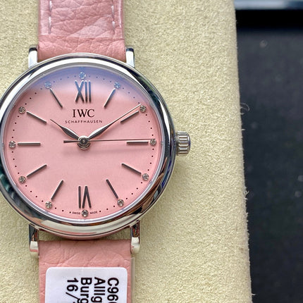 PORTOFINO AUTOMATIC 34 WATCH SILVER CASE WITH LIGHT PINK LEATHER STRAP AND DIAL