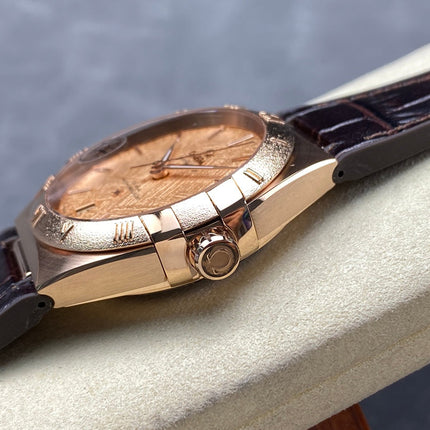 CONSTELLATION 39 MM WATCH YELLOW GOLD CASE WITH HICKORY BROWN LEATHER STRAP