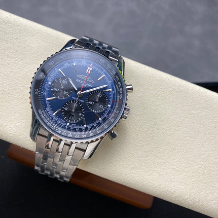 NAVITIMER B01 CHRONOGRAPH 43 ALL STEEL BLUE MIX BLACK DIAL
