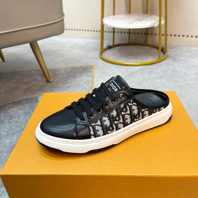 CD RETRO MULE BLACK AND BEIGE CALFSKIN