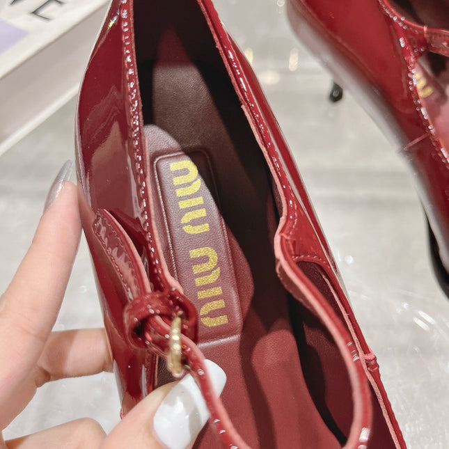 Slingback Shoes Cherry Color Beads