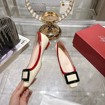 ROGER VIVIER 25S TROMPETTE BALLERINAS 25MM IN IVORY CALFSKIN