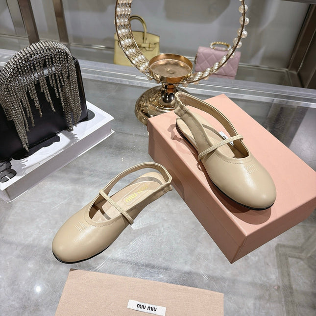 MIUMIU 26S SLINGBAC SANDALS IN BEIGE CALFSKIN