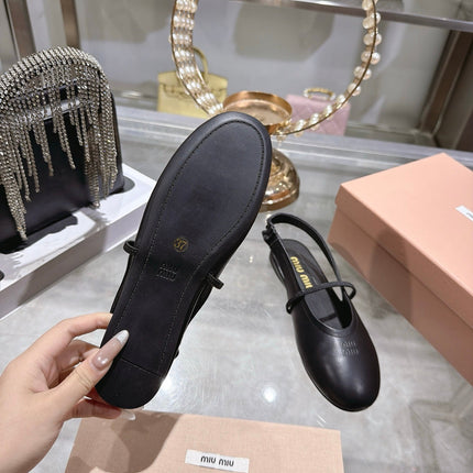 MIUMIU 26S SLINGBAC SANDALS IN BLACK CALFSKIN