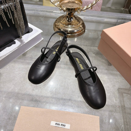 MIUMIU 26S SLINGBAC SANDALS IN BLACK CALFSKIN