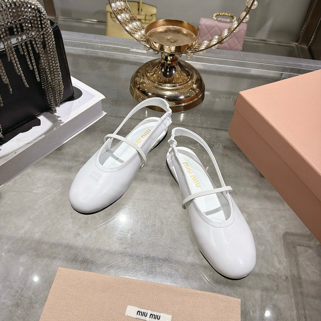 MIUMIU 26S SLINGBAC SANDALS IN WHITE CALFSKIN