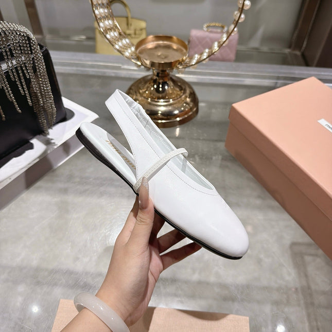 MIUMIU 26S SLINGBAC SANDALS IN WHITE CALFSKIN