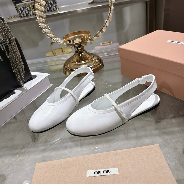 MIUMIU 26S SLINGBAC SANDALS IN WHITE CALFSKIN