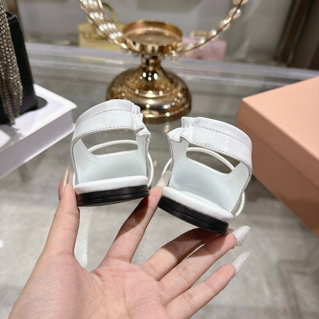 MIUMIU 26S SLINGBAC SANDALS IN WHITE CALFSKIN