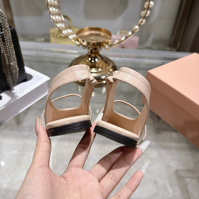 MIUMIU 26S SLINGBAC SANDALS IN LIGHT PINK CALFSKIN