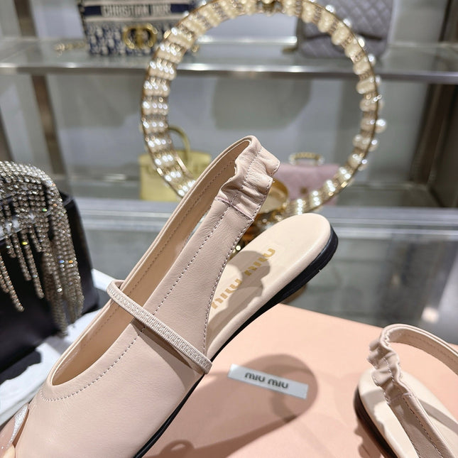 MIUMIU 26S SLINGBAC SANDALS IN LIGHT PINK CALFSKIN