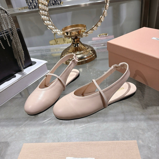 MIUMIU 26S SLINGBAC SANDALS IN LIGHT PINK CALFSKIN