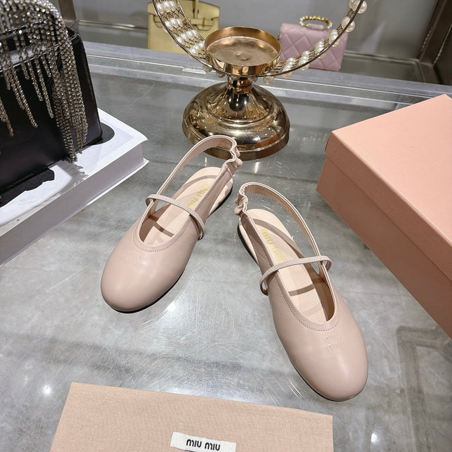 MIUMIU 26S SLINGBAC SANDALS IN LIGHT PINK CALFSKIN