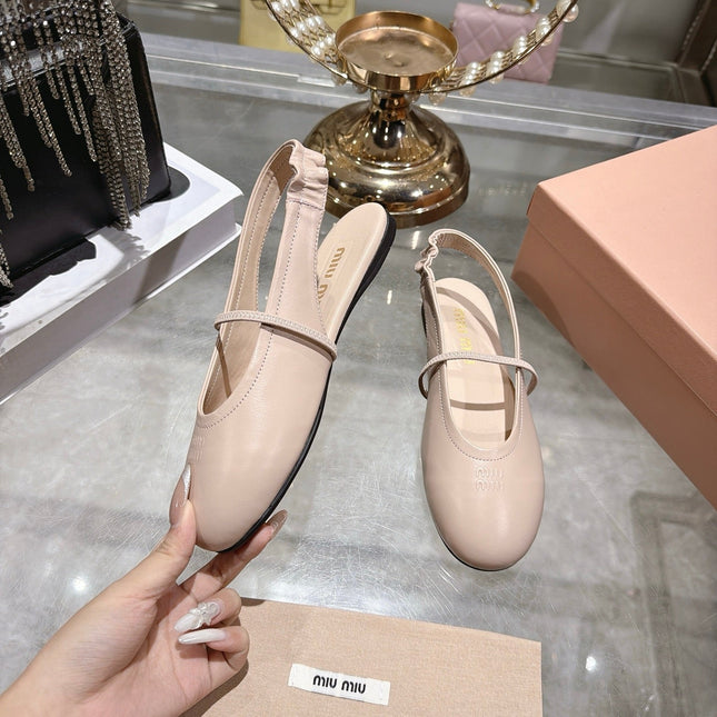 MIUMIU 26S SLINGBAC SANDALS IN LIGHT PINK CALFSKIN