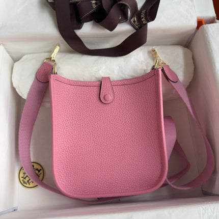 HM 25S EVELYNE 17 CM IN PINK COWHIDE WITH GOLD HARDWARE