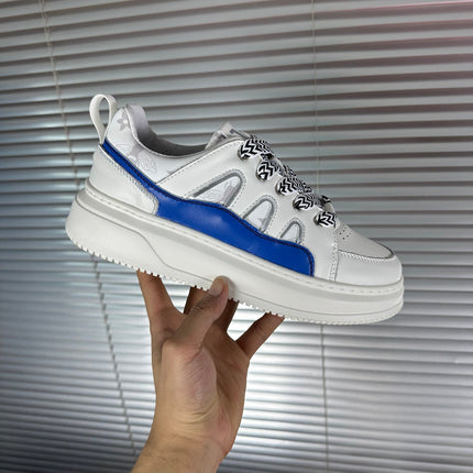LV TRAINER SHOES IN WHITE MIX BLUE CALFSKIN