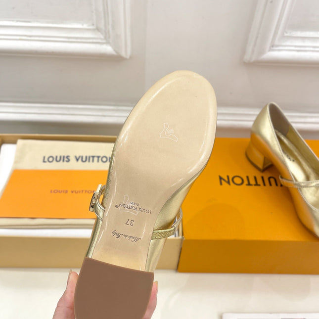 LV WOMEN ROMY HIGH BALLERINA IN GOLDEN METALLIC LAMBSKIN
