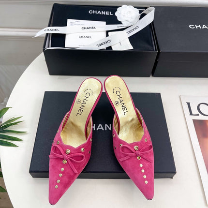 HIGH 65 MM MULE IN DEEP PINK SUEDE