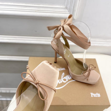 CASSIA LACE UP 100MM IN BEIGE SATIN