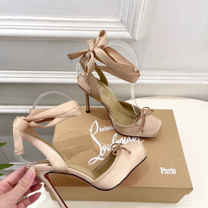 CASSIA LACE UP 100MM IN BEIGE SATIN
