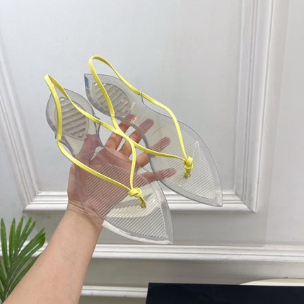 ALAIA 26S POINTED-TOE THONG SANDALS IN YELLOW AND TRANSPARENT PVC