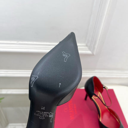 VALENTINO 26S ANKLE-STRA PUMPS 85 MM BLACK CALFSKIN