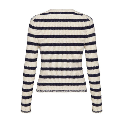 Striped knitted Beige Black Cardigan