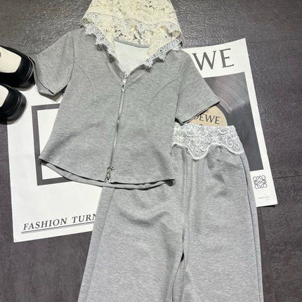 CELINE 26S LACE DETAIL HOODIE & PANTS SET 355