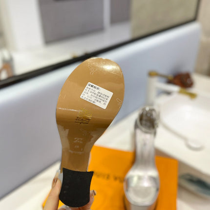 LV 26S HIGH HEEL SANDALS 145 MM IN SILVER CALFSKIN