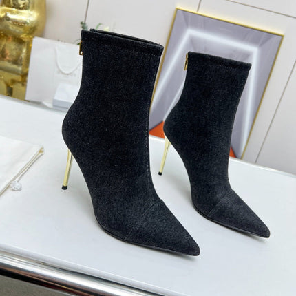 BALMAIN 26S BOOTS 95 MM IN BLACK DENIM