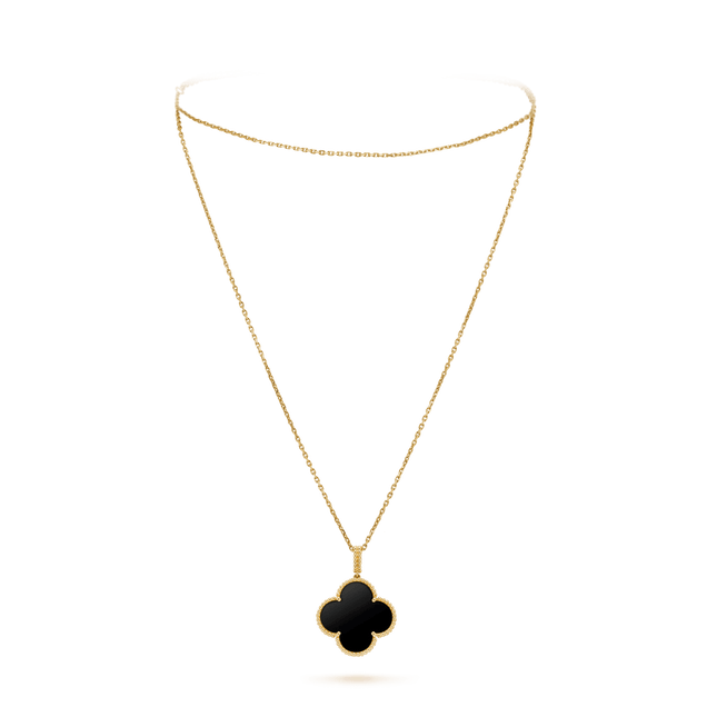 CLOVER GOLD ONYX BIG CLOVER NECKLACE