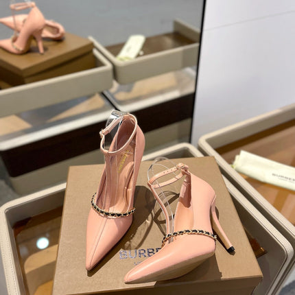 BURBERRY 26S HIGH HEELS 105 MM IN NUDE PINK CALFSKIN