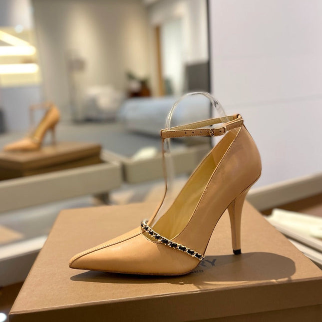 BURBERRY 26S HIGH HEELS 105 MM IN NUDE BEIGE CALFSKIN
