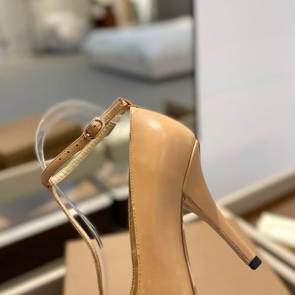 BURBERRY 26S HIGH HEELS 105 MM IN NUDE BEIGE CALFSKIN