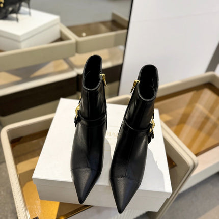 BALMAIN 26S STILETTO HEEL BOOTS 95 MM IN BLACK CALFSKIN