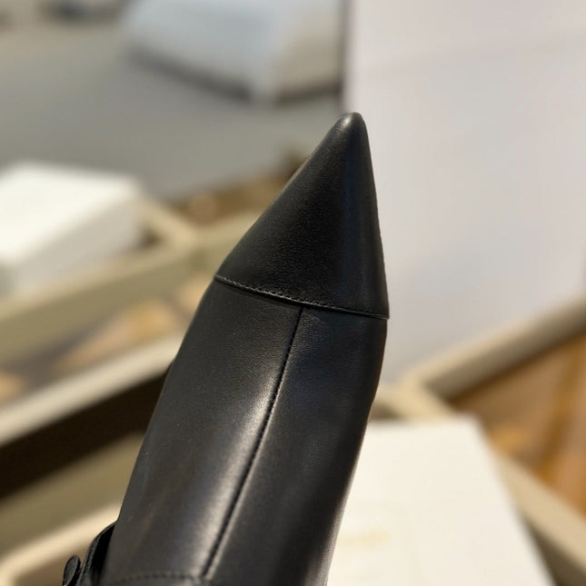 BALMAIN 26S STILETTO HEEL BOOTS 95 MM IN BLACK CALFSKIN