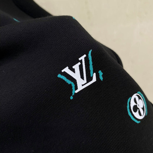 LV CASUAL SHORTS BLACK MIX WHITE COTTON STRETCH FABRIC 239612